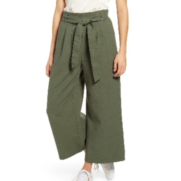BP. Paperbag Army Green Olive Belted High Waisted Pants Size S - Picture 1 of 7